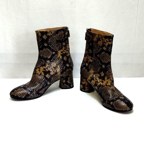 Joie Vero Cuoio Ramet Leather Python Ankle Boots Womens EUR 40 US 9.5 Block Heel - Picture 4 of 12
